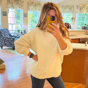 H&M Cream White THICK Cable Knit Sweater size S